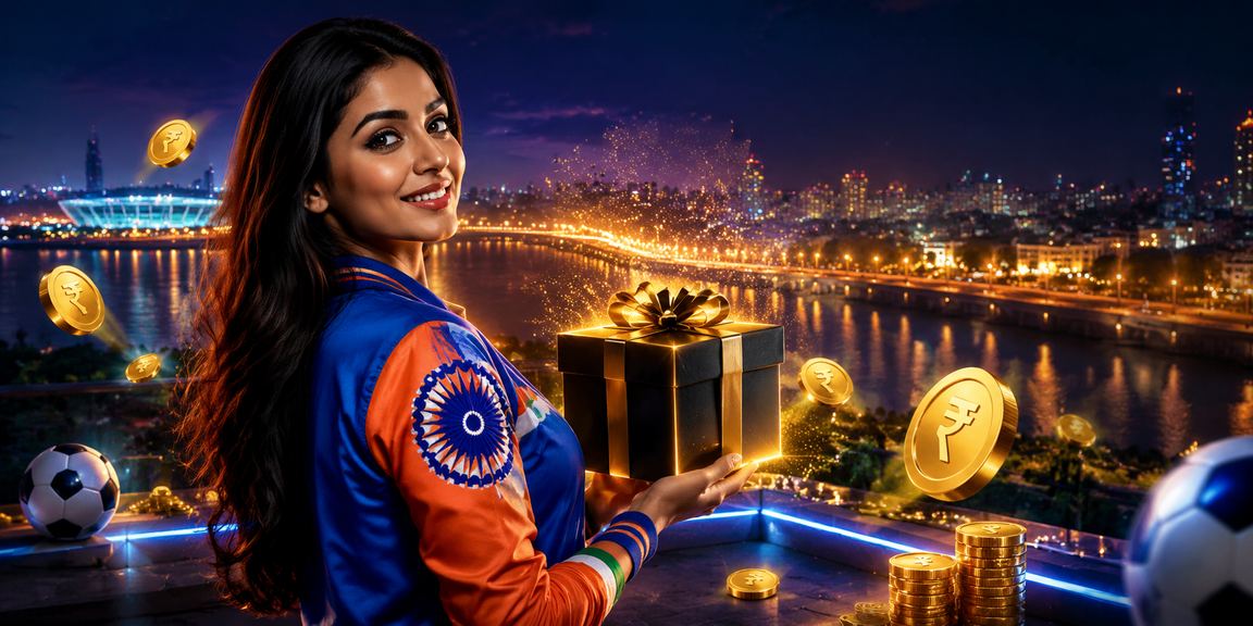Ahmedabad riverfront with cricket fans exploring IPL promotions on phone