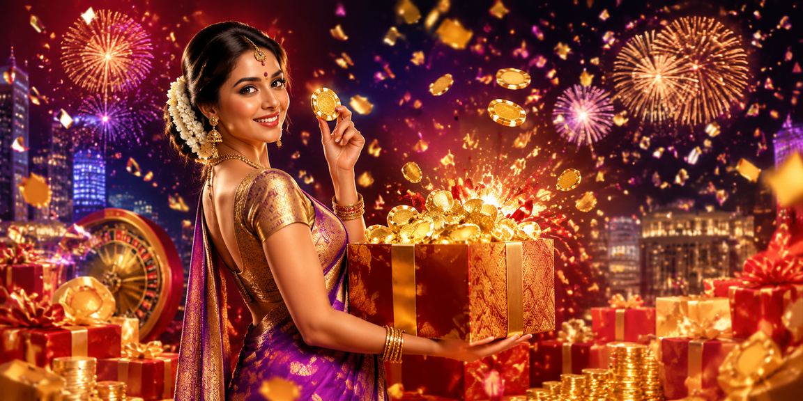 Indian man enjoying online betting on phone at red-gold background